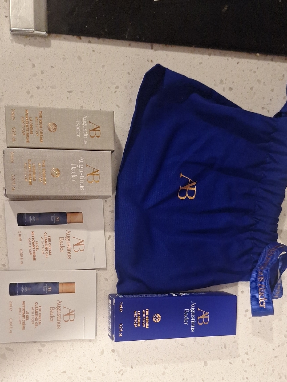 Augustinus Bader Skincare Set with Royal Blue Drawstring Bag